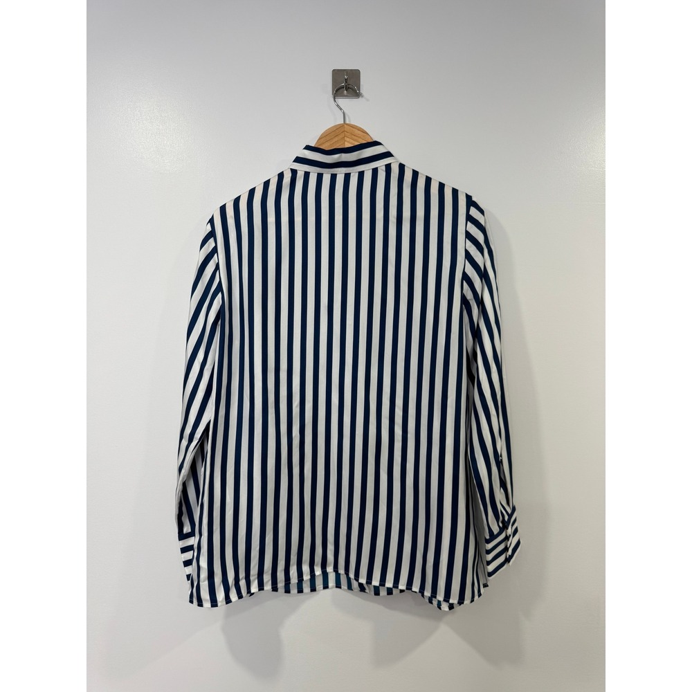 NWT LILYSILK Women Classic Striped 100% Mulberry Silk Button Down Shirt Small - Picture 2 of 8